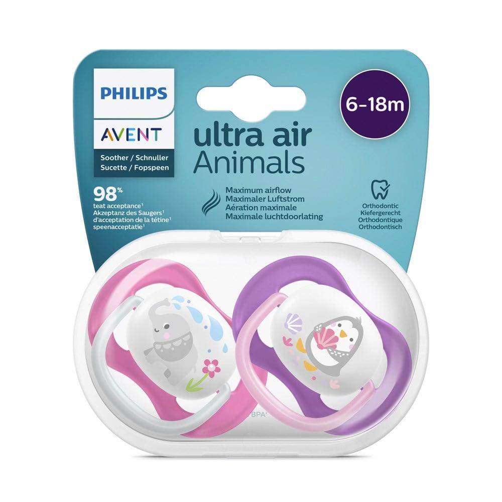 Philips Avent Ultra Air Animals Baby Pacifier for 6-18 Months - Soft, Comfortable, and Easy to Clean