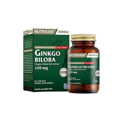 Nutraxin Ginkgo Biloba 120 mg Supplement - Brain Health & Cognitive Support for Adults, 60 Capsules