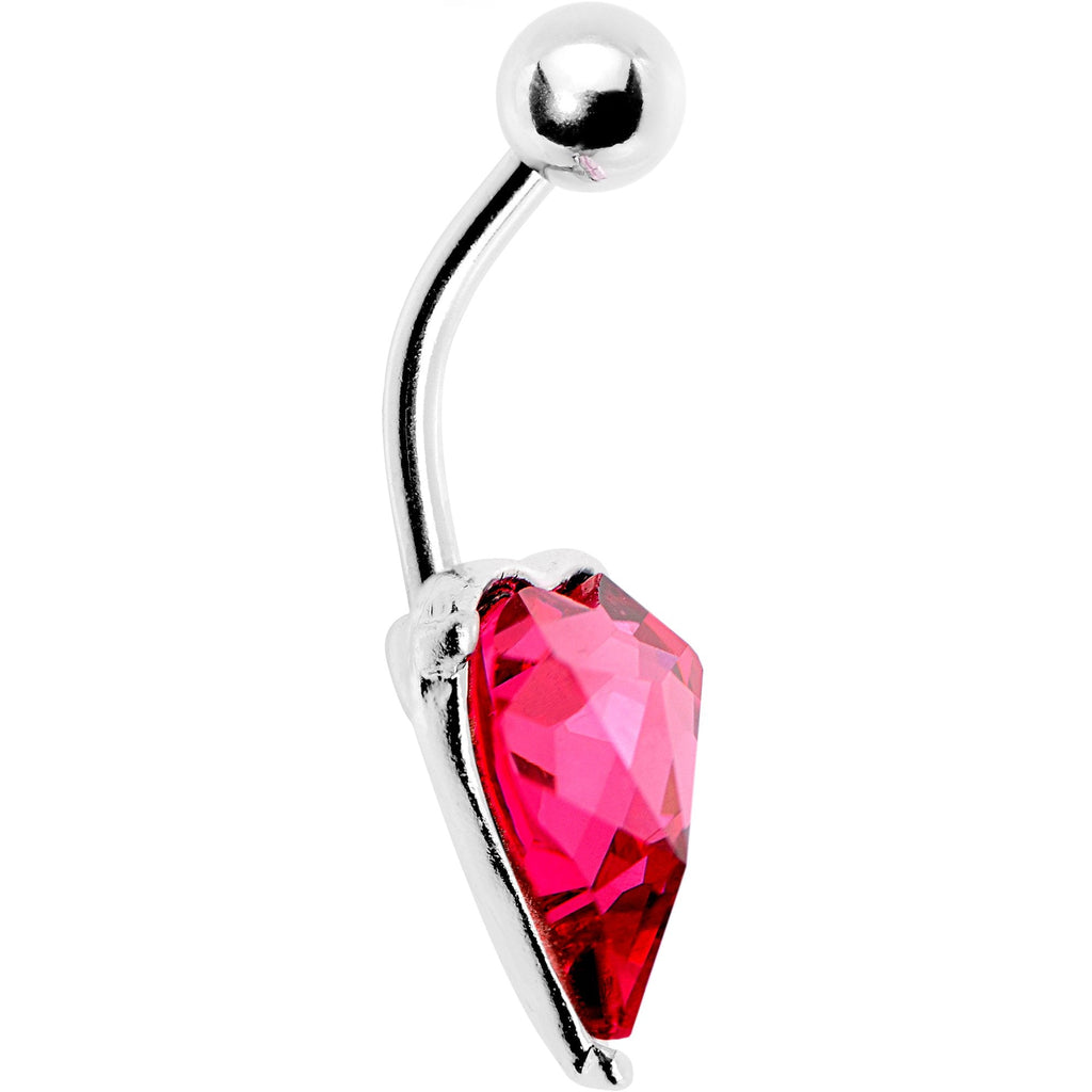 BodyCandy Red Gem Huge Heart Belly Ring — detail and construction