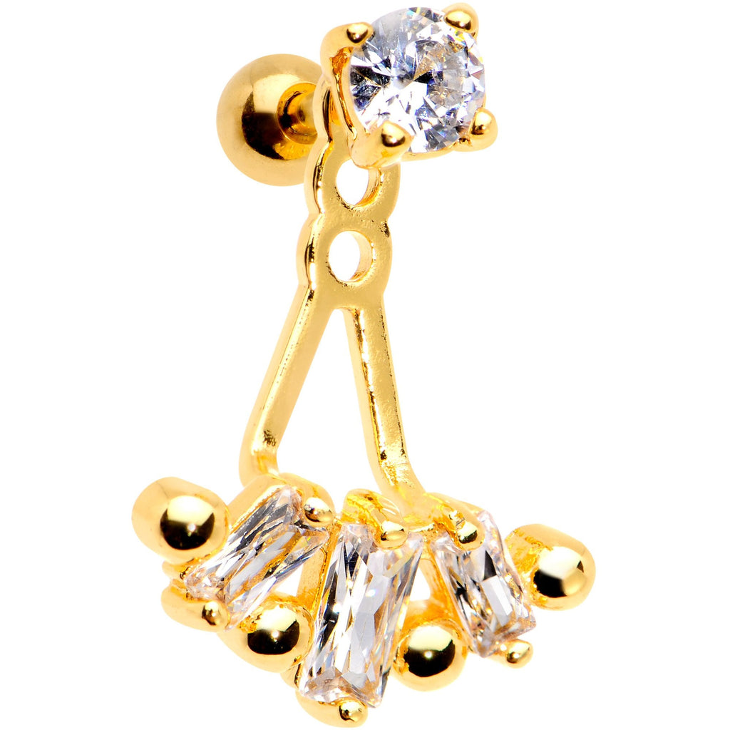 BodyCandy Clear CZ Gem Gold PVD Fashion Fan Dangle Cartilage Tragus Piercing — main product shot