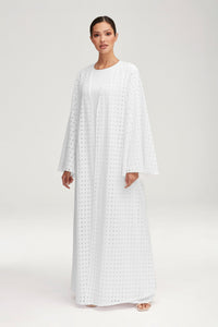 Nabila White Eyelet Open Abaya Clothing Veiled 