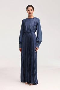 Nadira Satin Pleated Maxi Dress - Dusk Clothing Veiled 