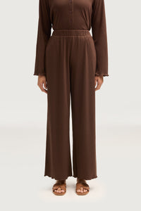 Naeema Ribbed Button Down Top & Pants Matching Set - Truffle Sets Veiled Collection 