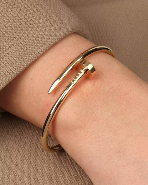 SORI STYLE Elegant Nail Bracelet -Minimalist Screw Bangle Jewelry — back view