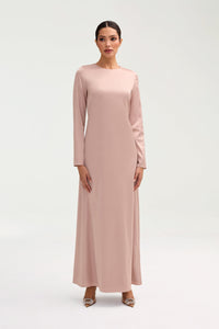 Naila Satin Crystal Mesh Maxi Dress - Pink Jasmine Clothing Veiled 