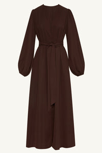 Najma Chiffon Abaya & Dress Set - Cocoa Brown Clothing Veiled 