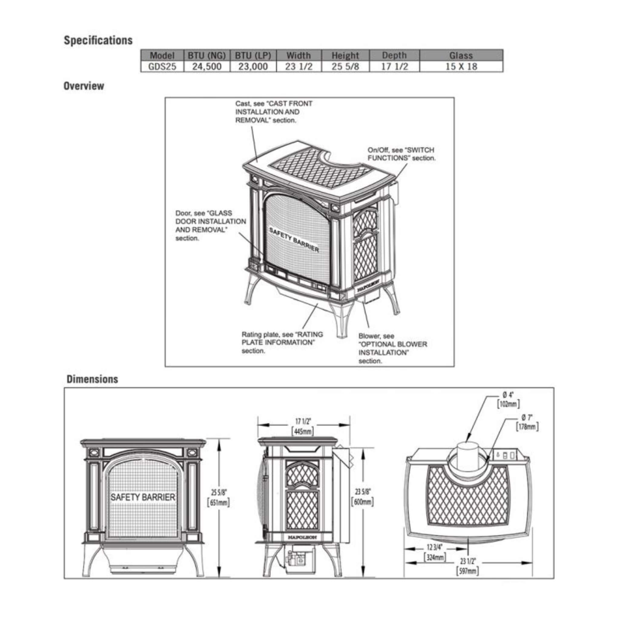 Napoleon Bayfield 25-Inch Direct Vent Electronic Ignition Natural Gas Cast Iron Stove [GDS25NA-1] (SAK95498) – SAKSBY WHOLESA