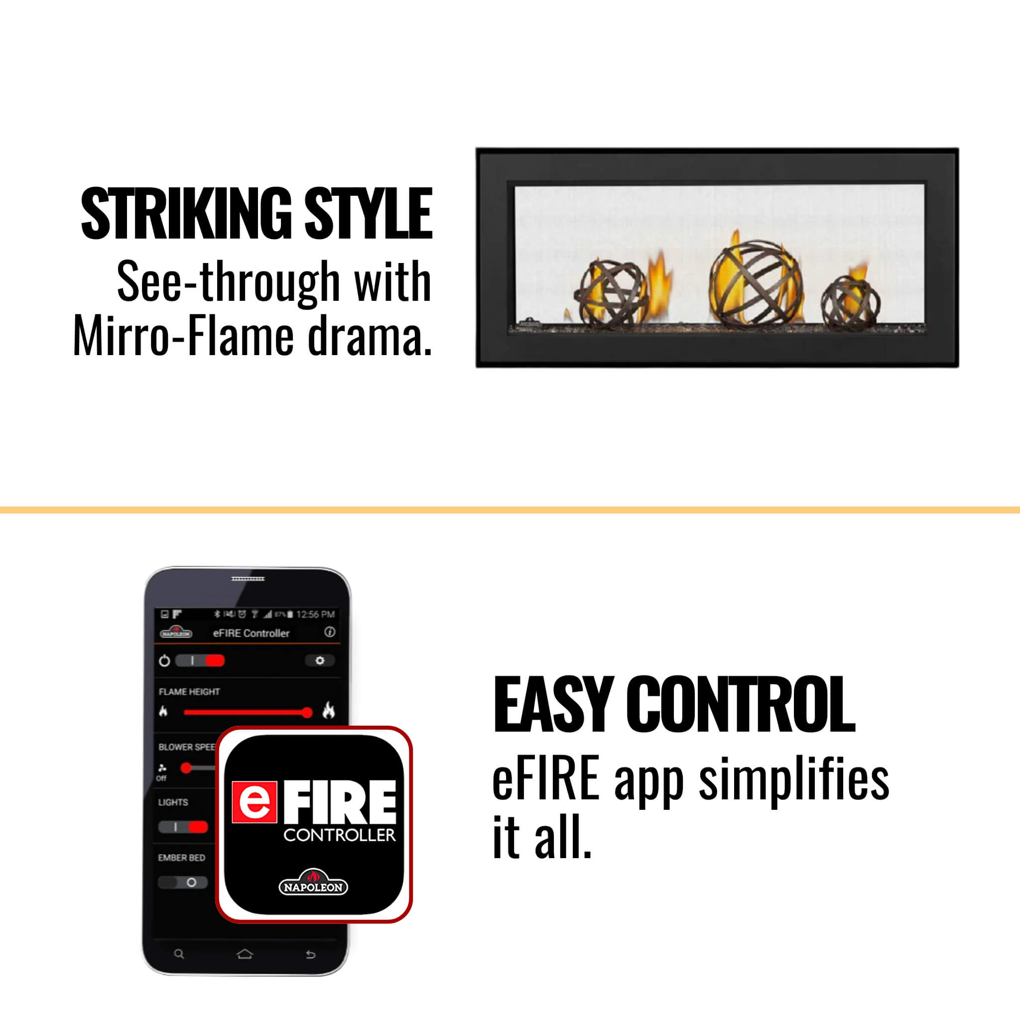 Napoleon Vector 38-Inch See-Through Direct Vent Electronic Ignition Natural Gas Fireplace With eFIRE Bluetooth App [LV38N2-1]
