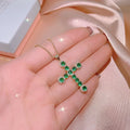MyClosetAid Natural Emerald Cross Necklace Pendant