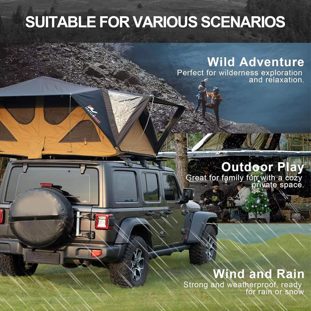 Naturnest Andromeda Khaki Soft-Shell Rooftop Tent With Large Panoramic Skylight & YKK Doors (SAK72384) – SAKSBY WHOLESALE, vi