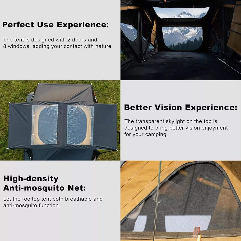 Naturnest Andromeda Khaki Soft-Shell Rooftop Tent With Large Panoramic Skylight & YKK Doors (SAK72384) – SAKSBY WHOLESALE, vi