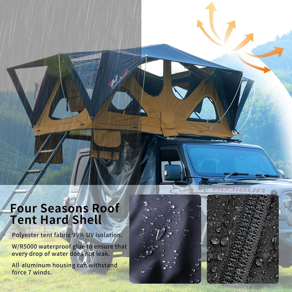 Naturnest Andromeda Khaki Soft-Shell Rooftop Tent With Large Panoramic Skylight & YKK Doors (SAK72384) – SAKSBY WHOLESALE, vi