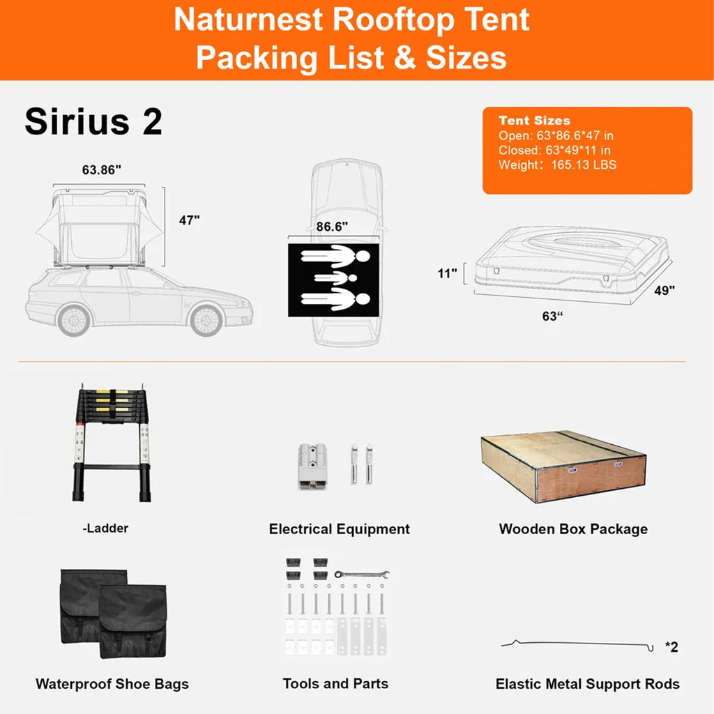 Naturnest Sirius 2 Premium 2XL 3-Person Clamshell Rooftop Tent (SAK91382) – SAKSBY WHOLESALE, view 15