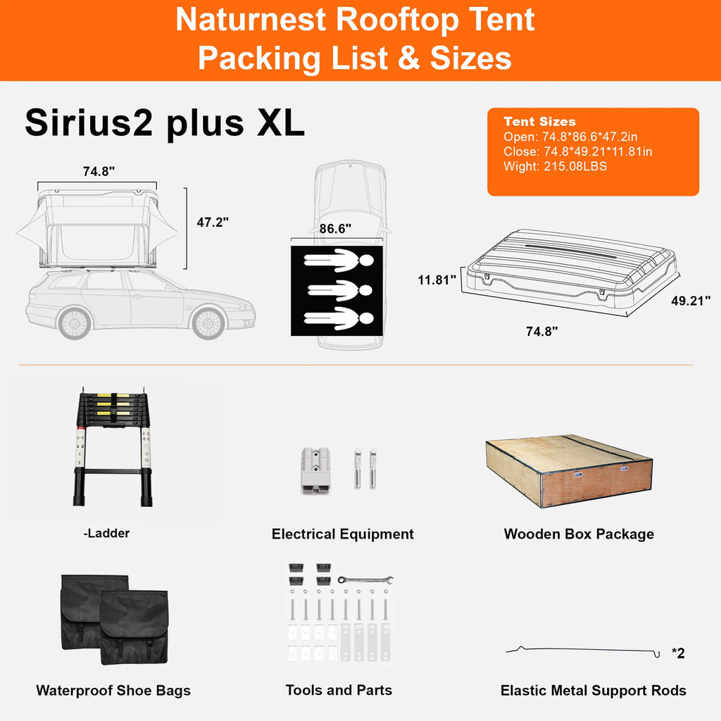 Naturnest Sirius 2 Plus XL Premium 4-Person Clamshell Rooftop Tent (SAK74092) – SAKSBY WHOLESALE, view 10