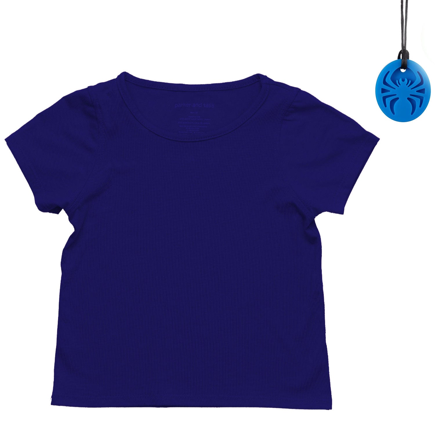 ParkerandTalia The Everday Sensory Friendly Navy Tee w Chewy Necklace- *actual chewy necklace design may vary, but  — sensory-friendly tee