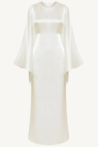 Nayla Silk Butterfly Inner Tie Abaya - Pearl Abayas Veiled 
