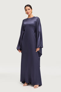 Nayla Silk Butterfly Inner Tie Abaya - Twilight Abayas Veiled 