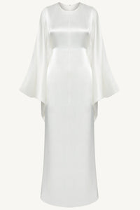 Nayla Silk Butterfly Inner Tie Abaya - White Abayas Veiled 