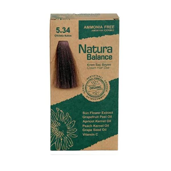 Natura Balance Chocolate Brown Cream Hair Dye 5.34 - Ammonia-Free, Natural Oil Infused for Gentle, Radiant at Home Hair Color