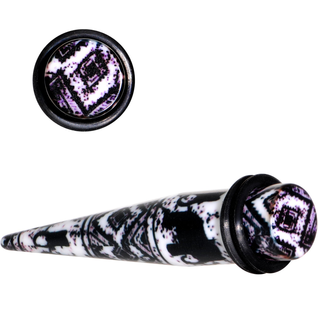 BodyCandy Black Acrylic Southwest Weave Straight Taper Set 3mm to 16mm — back view