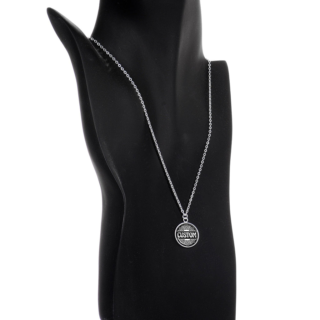 BodyCandy Custom Black Mandala Personalized Name Silver Plated Chain Necklace — necklace custom category context