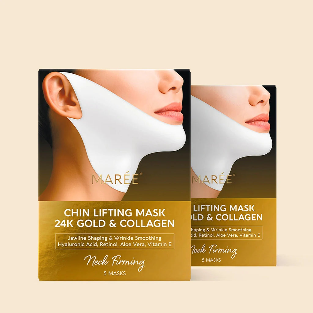 Maree 24K Gold V-Line Lifting Mask — flat-lay composition