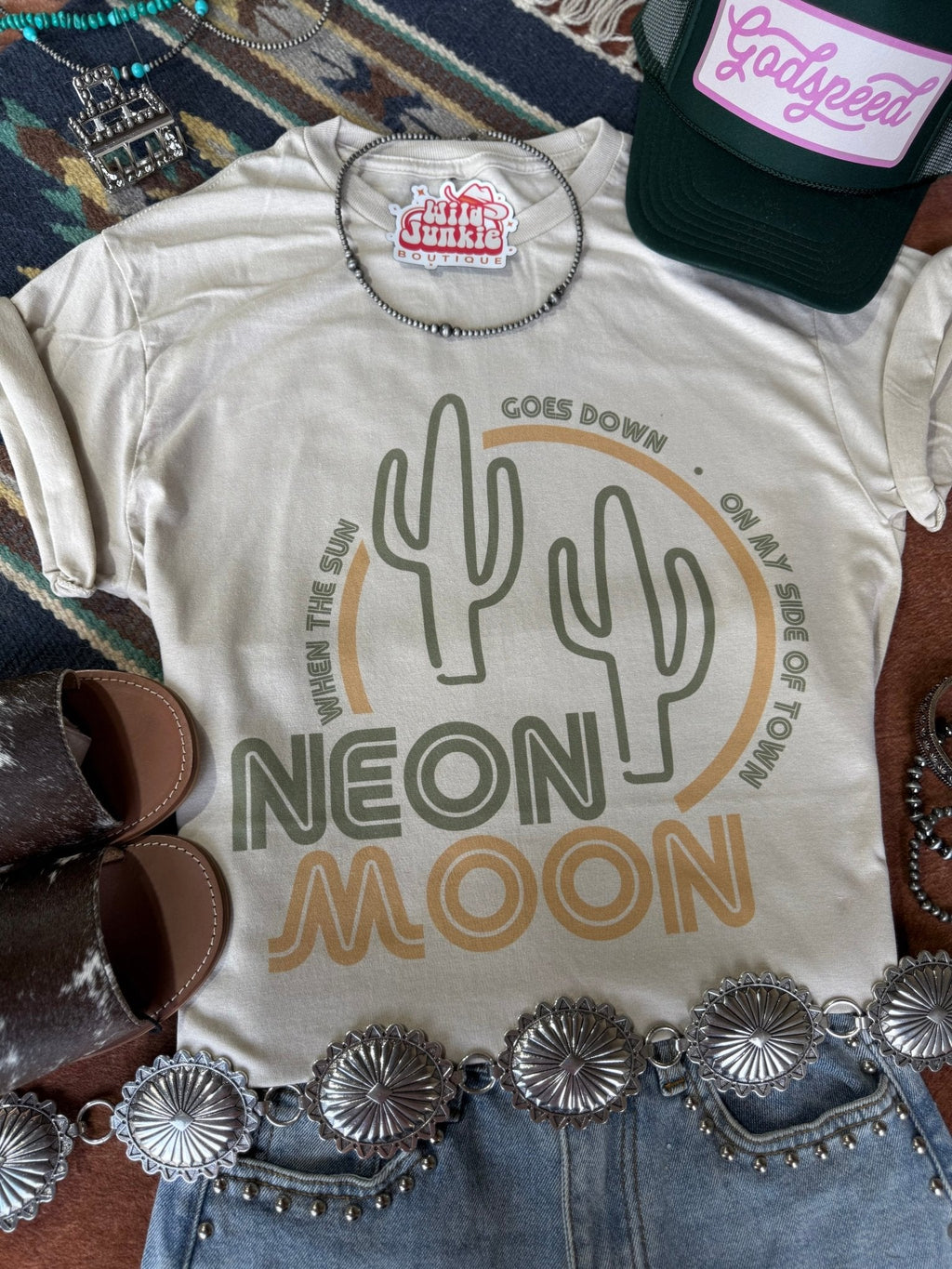 Wild Junkie Neon Moon Cactus Graphic Tee — main product shot