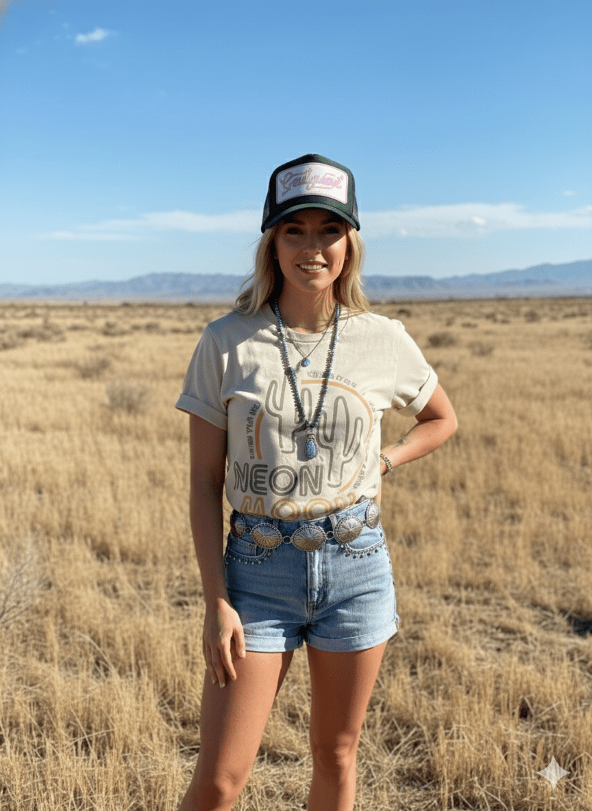 Wild Junkie Neon Moon Cactus Graphic Tee — construction detail