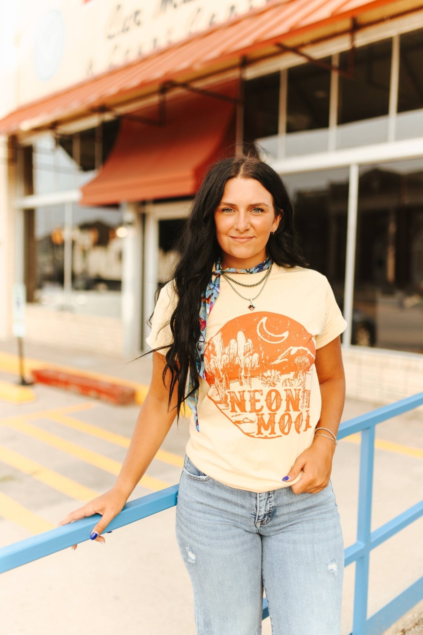 Wild Junkie Neon Moon Western Graphic Tee — construction detail