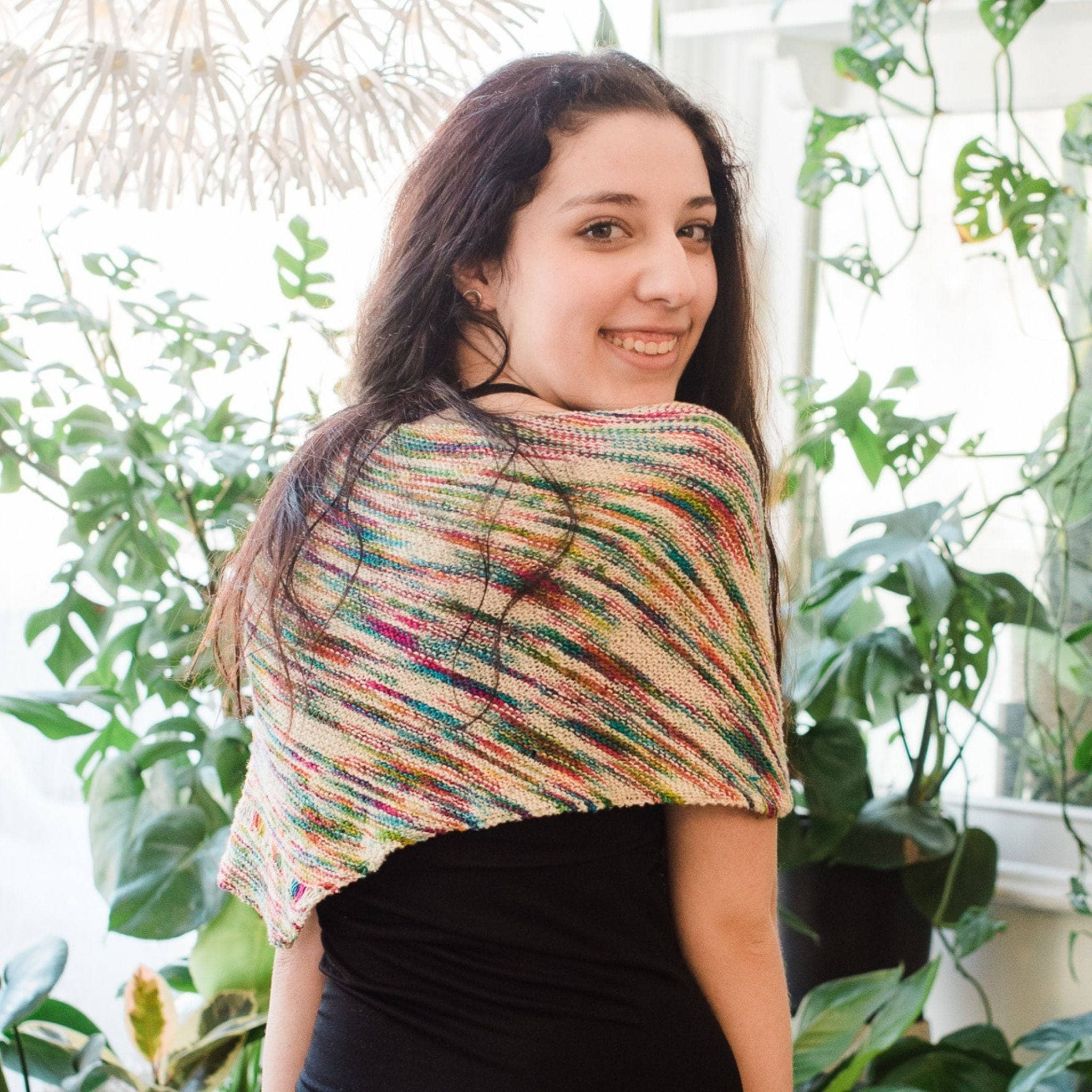 Darn Good Yarn Darn Good Yarn Neon Pop Shawl Knitting Pattern — Darn Good Yarn branding close-up