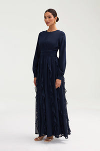 Nesreen Waterfall Chiffon Maxi Dress - Night Sky Clothing Veiled 