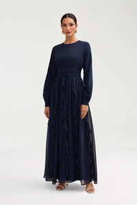 Nesreen Waterfall Chiffon Maxi Dress - Night Sky Clothing Veiled 