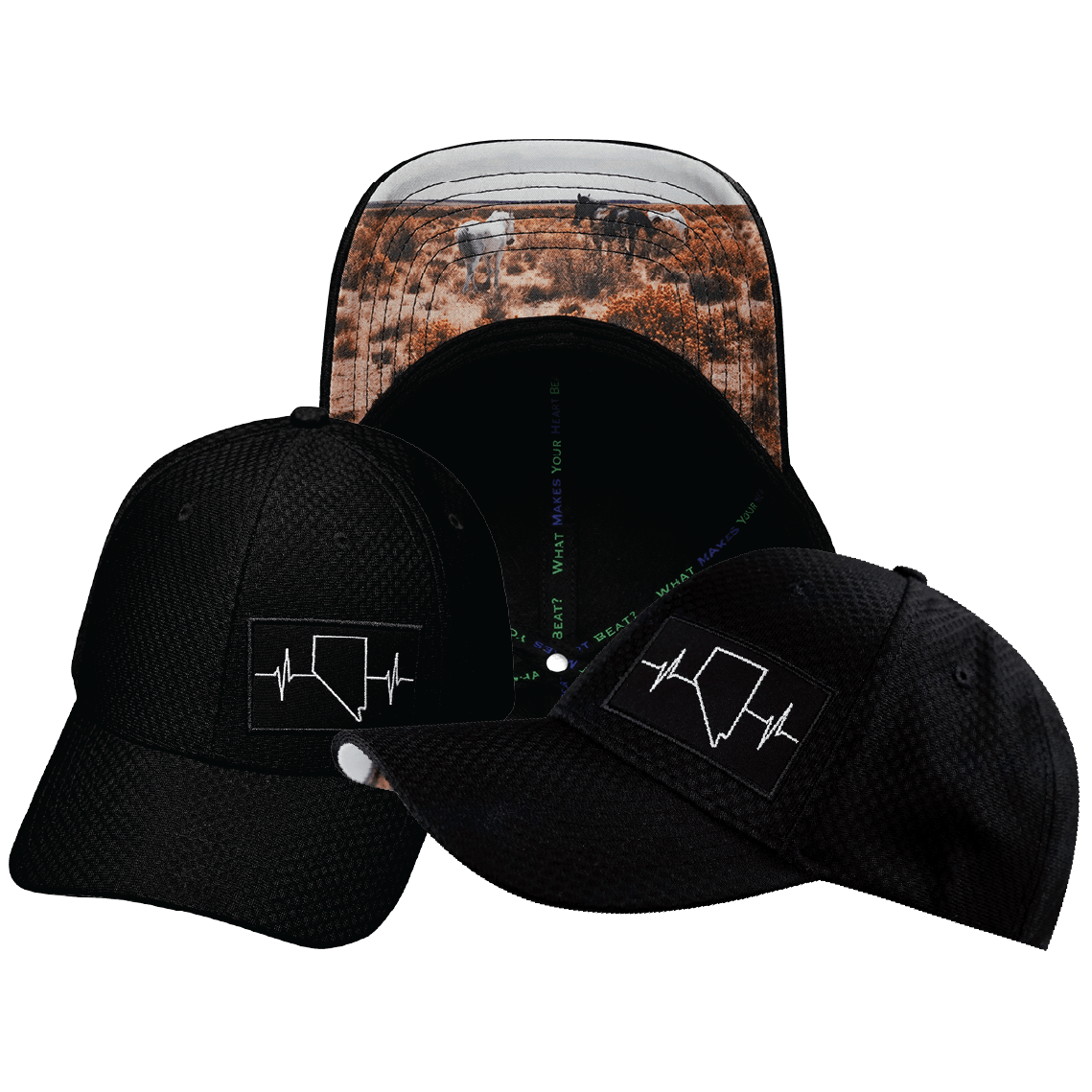 Nevada Hat - Airmesh - Athletic Fit - Black - Fabric Back
