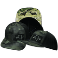 The Heartbeat Brand Nevada Baseball Hat — Green Camo / Black — main product shot