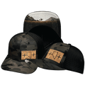 The Heartbeat Brand Nevada Baseball Hat — Tan Camo / Black — main product shot