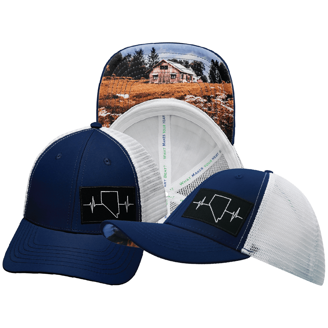 The Heartbeat Brand Nevada Low Profile Hat — Navy / White — main product shot