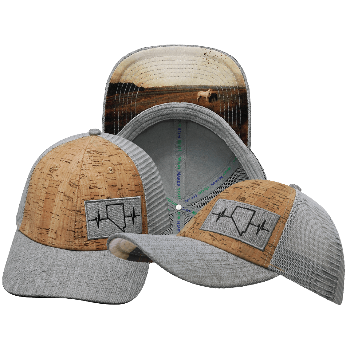 The Heartbeat Brand Nevada Low Profile Hat — Cork Heather Gray / Gray — main product shot