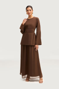 Nevene Chiffon Maxi Skirt - Espresso Bottoms Veiled 