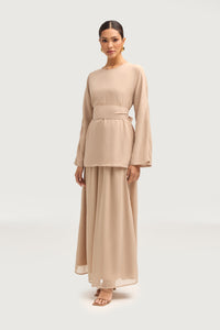 Nevene Chiffon Maxi Skirt - Stone Bottoms Veiled 
