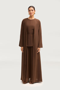 Nevene Three Piece Abaya Set - Espresso Sets Veiled 