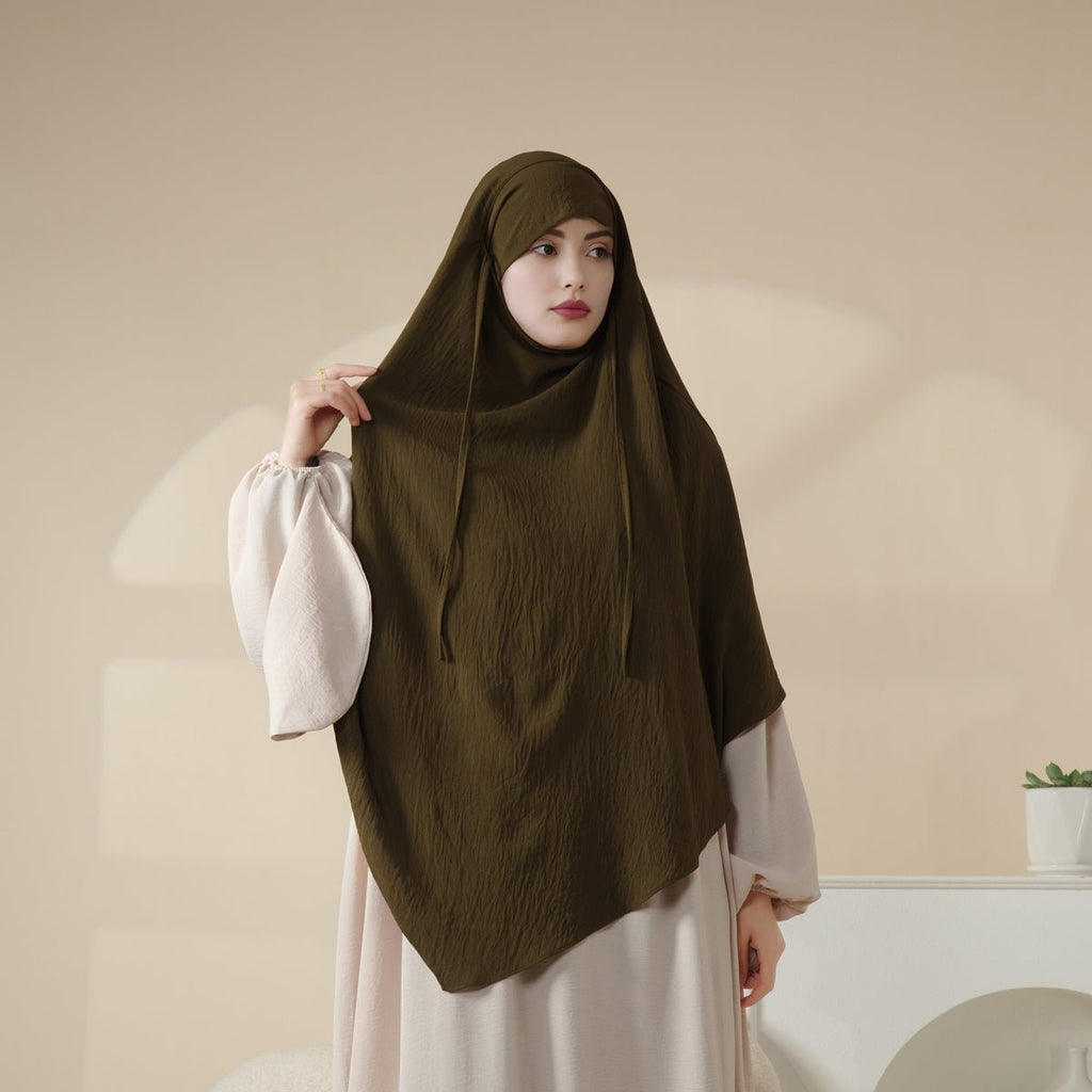 Mariam's Collection New Crepe 1-Layer Khimar | Soft Crepe Material Khimar (MK009) — lifestyle context