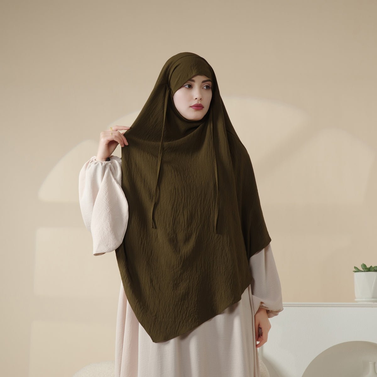 Mariam's Collection New Crepe 1-Layer Khimar | Soft Crepe Material Khimar (MK009) — lifestyle context