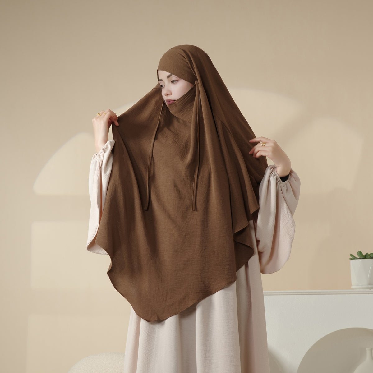 Mariam's Collection New Crepe 1-Layer Khimar | Soft Crepe Material Khimar (MK009) — detail shot 10