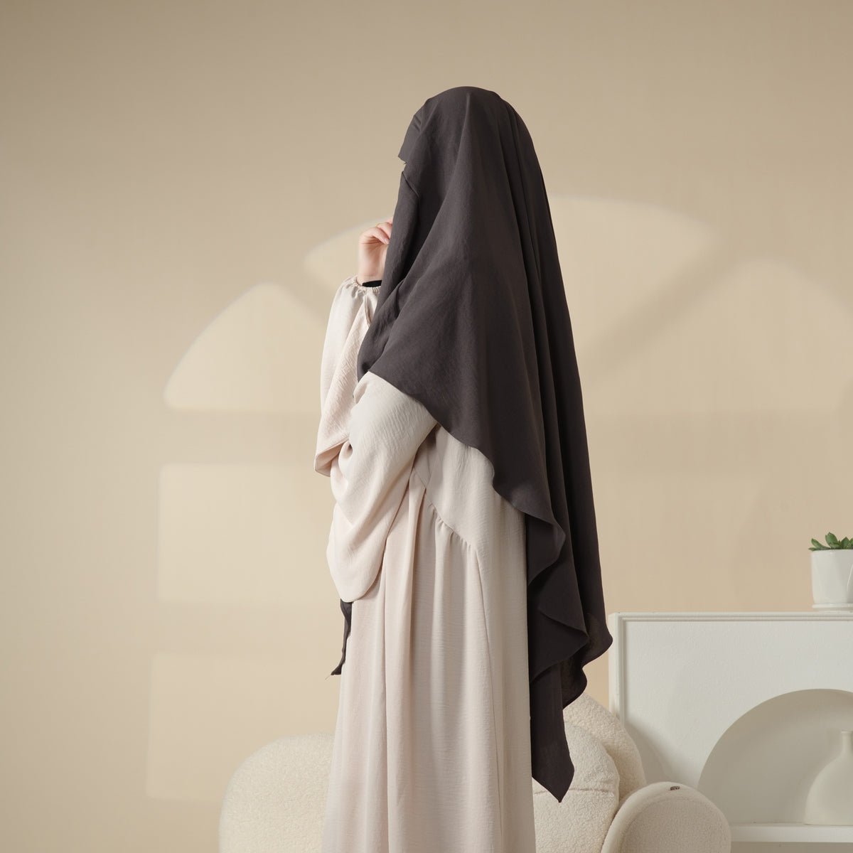Mariam's Collection New Crepe 1-Layer Khimar | Soft Crepe Material Khimar (MK009) — alternative angle