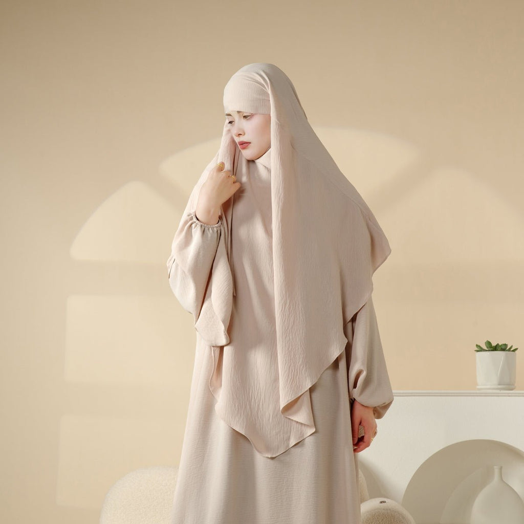 Mariam's Collection New Crepe 1-Layer Khimar | Soft Crepe Material Khimar (MK009) — fabric or material detail