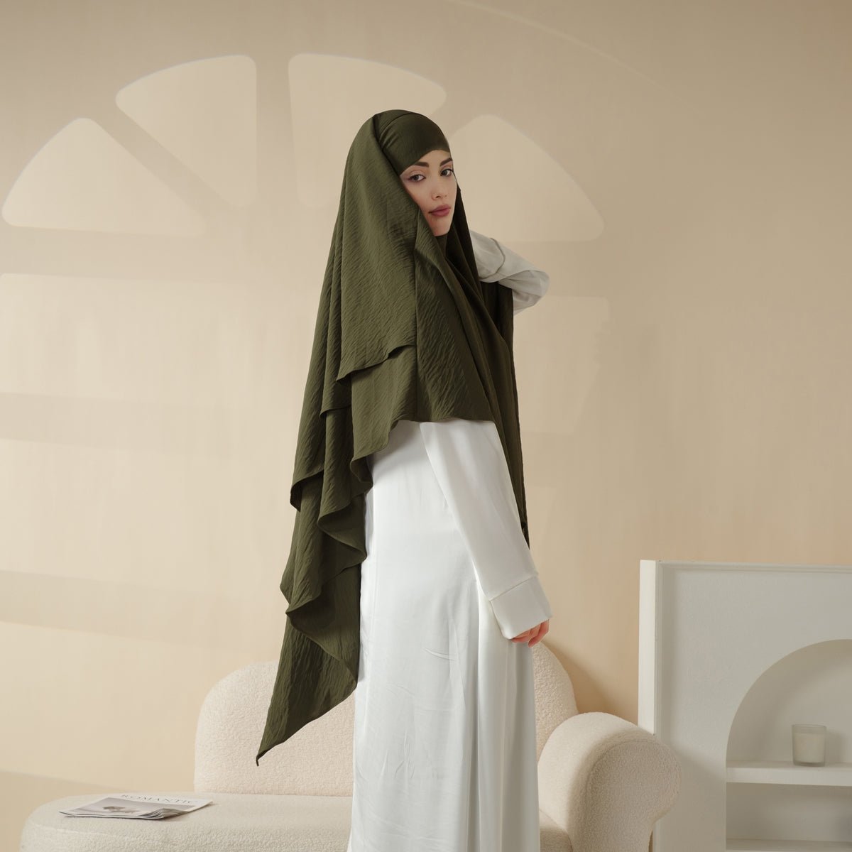 Mariam's Collection New Two-Layer Crepe Khimar (MK010) — detail close-up