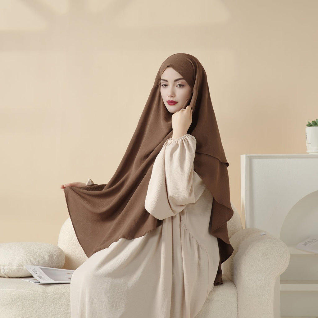 Mariam's Collection New Two-Layer Crepe Khimar (MK010) — flat-lay composition