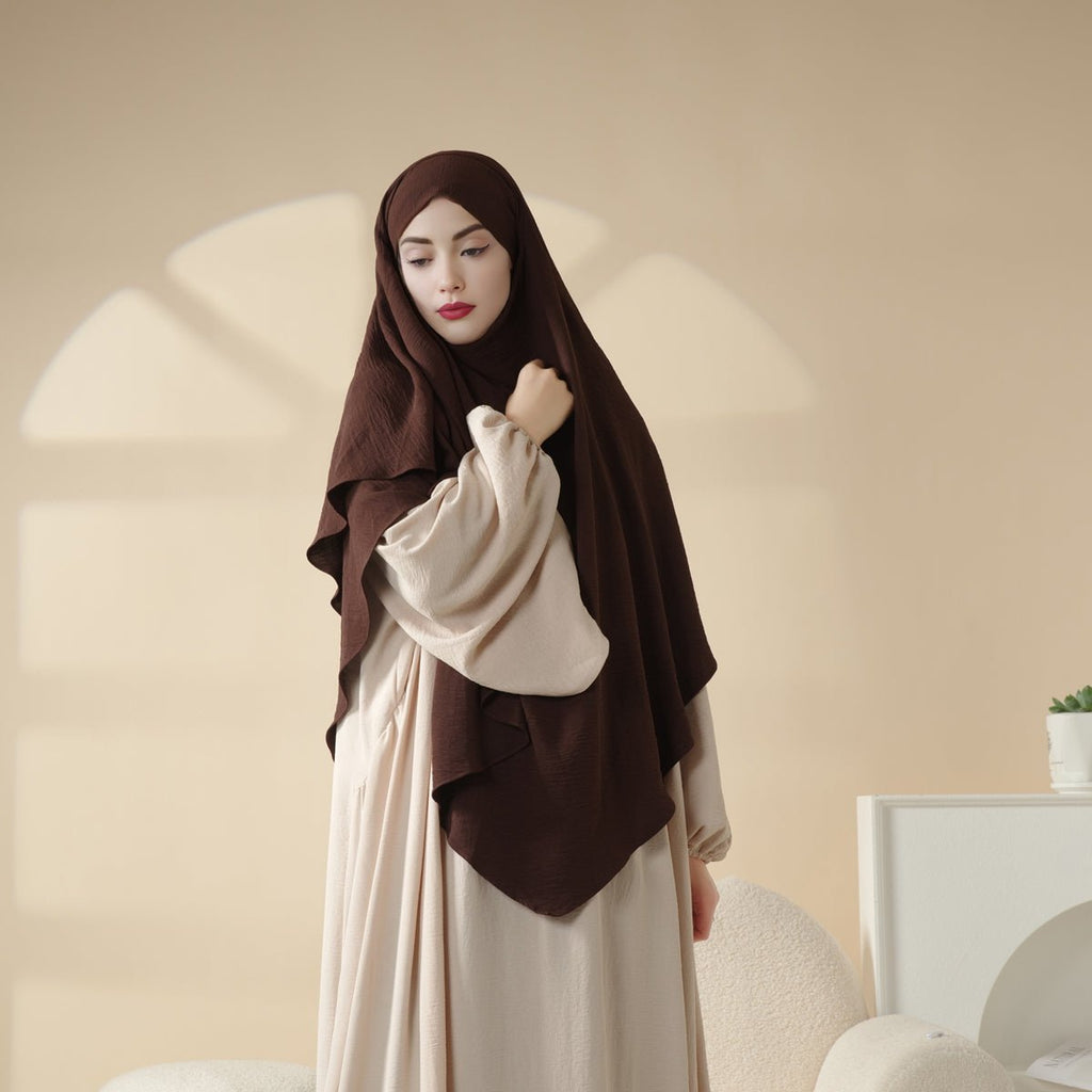 Mariam's Collection New Two-Layer Crepe Khimar (MK010) — in-use photo