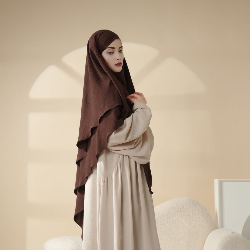 Mariam's Collection New Two-Layer Crepe Khimar (MK010) — size reference
