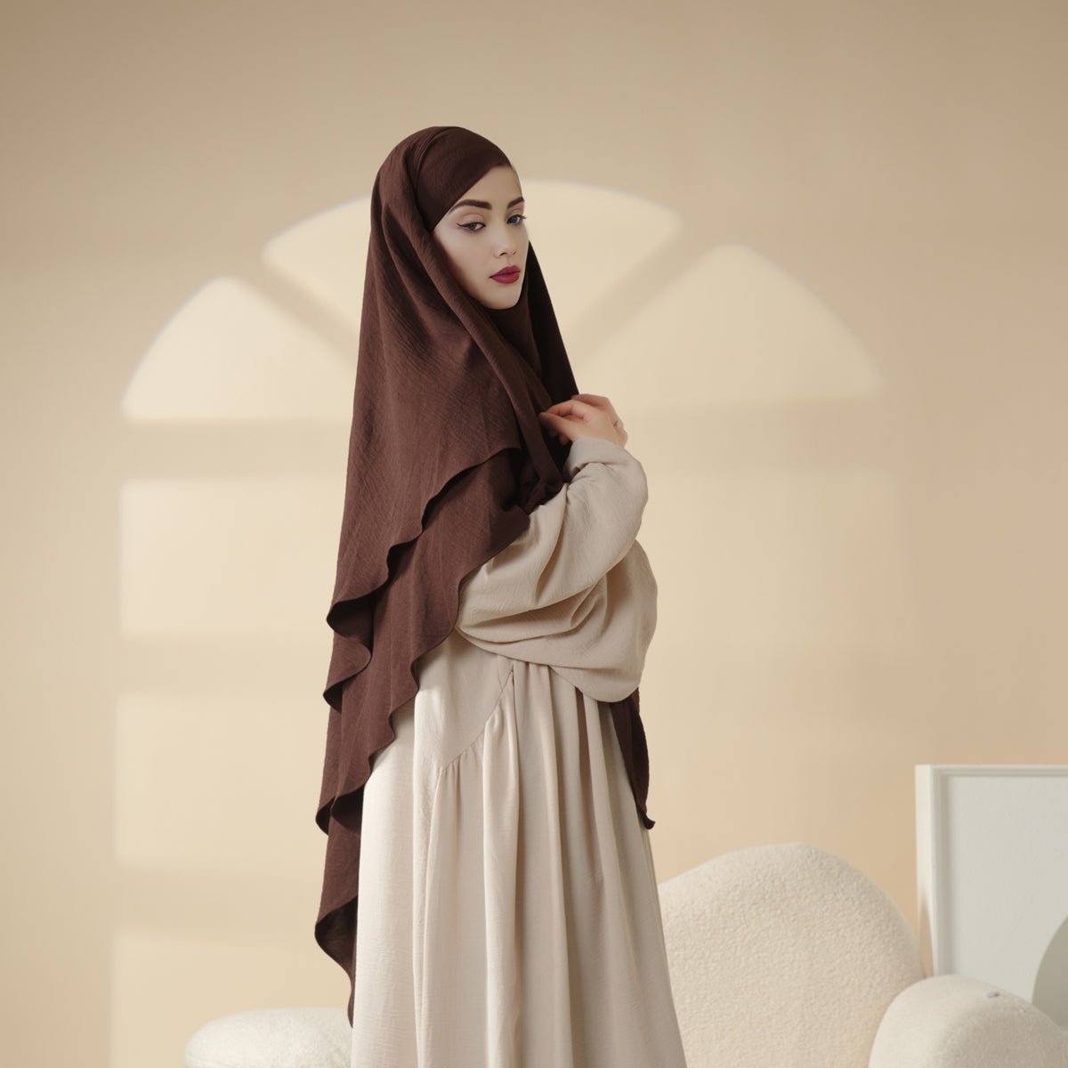 Mariam's Collection New Two-Layer Crepe Khimar (MK010) — size reference